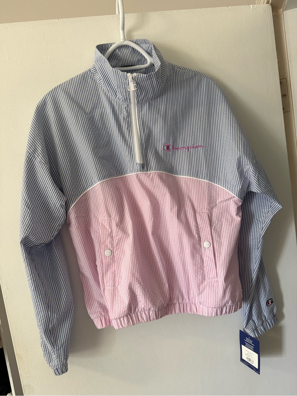 Champion Pink & Blue Half-Zip Windbreaker